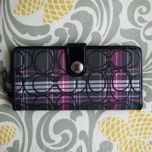 Coach Poppy Tartan Plaid Wallet